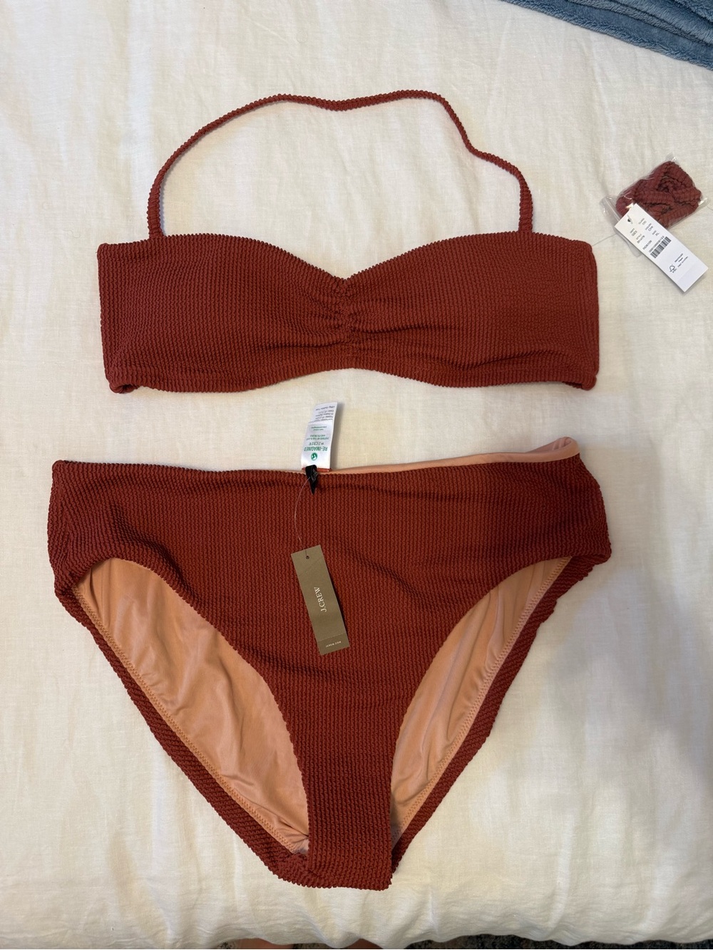 NWT JCREW Rust Red Textured Bikini Set